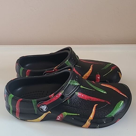 Crocs At Work Bistro Graphic Black Multi Colored Peppers Work Clogs Mules Size 6 - Picture 8 of 16